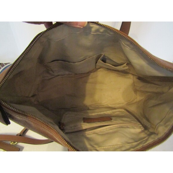 Coach New York Satchel Hadley Luxe Grain Large Tote Brown Pebbled Leather - Picture 6 of 10